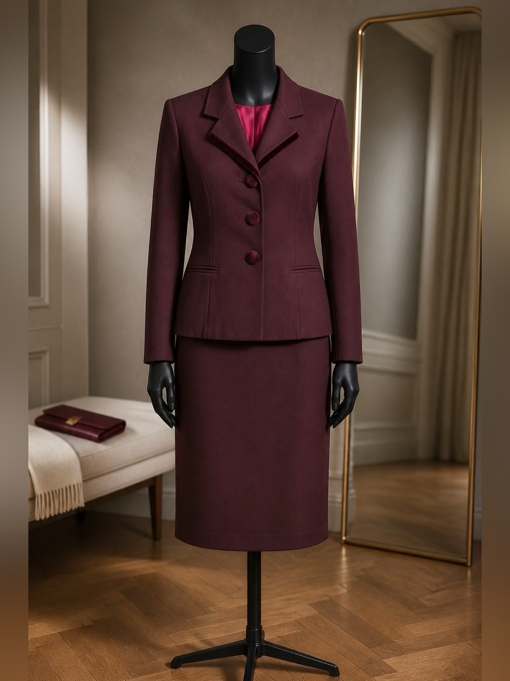 VINTAGE EGGPLANT COLLAR SUIT by KASPER for ASL S-8